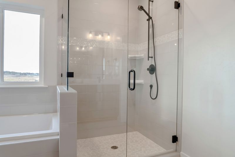 Open Shower with Black Frame Accents
